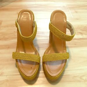 Christian Louboutin gold wedge sandal 35
